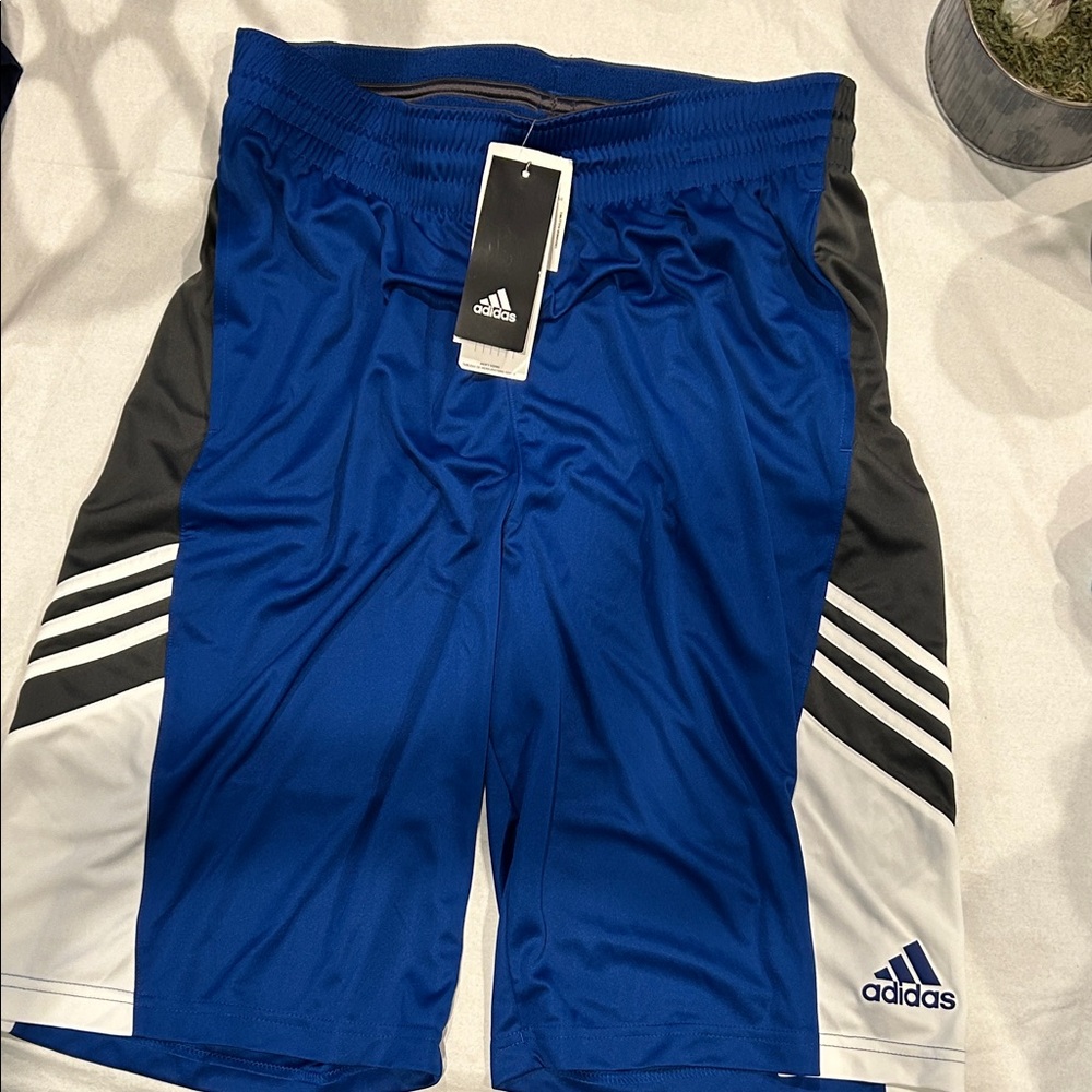 Adidas Men's Royal Blue and Black Athletic Shorts